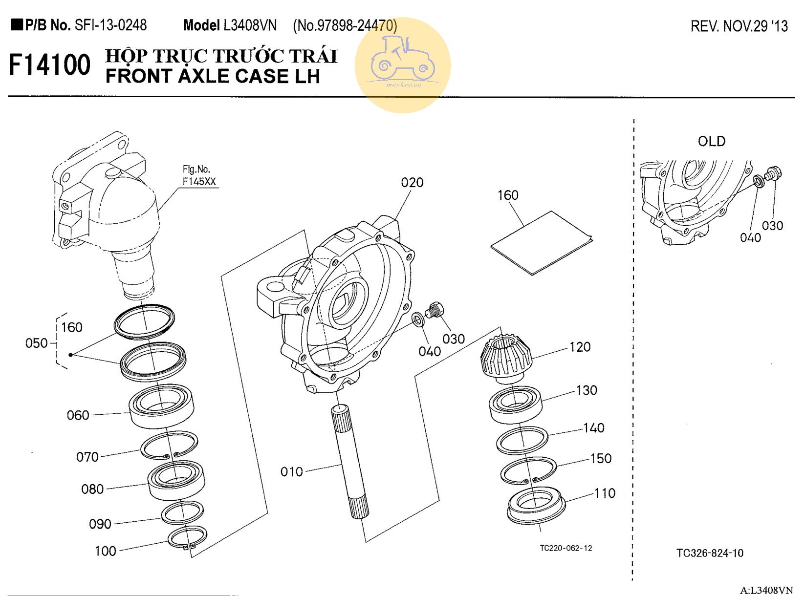 Trục bánh xe trước bên trái